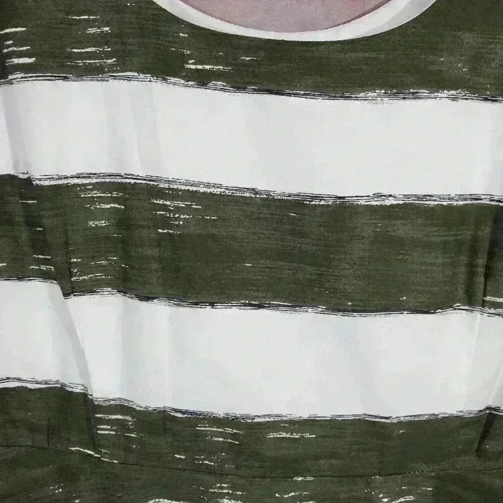 BB Dakota Army Green White Stripe Fit and Flare Dress Sleeveless Size 8 NWT - Picture 6 of 8